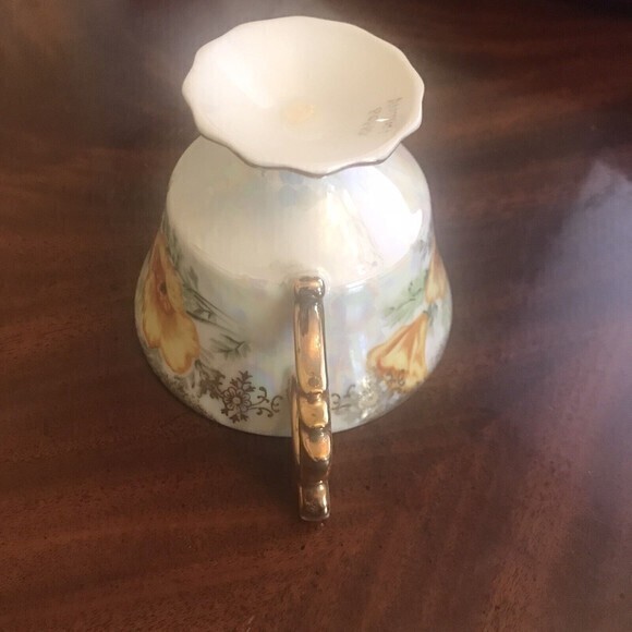 August Poppy Footed Tea Cup Iridescent Finish with Gold‎ Trim - Picture 5 of 6